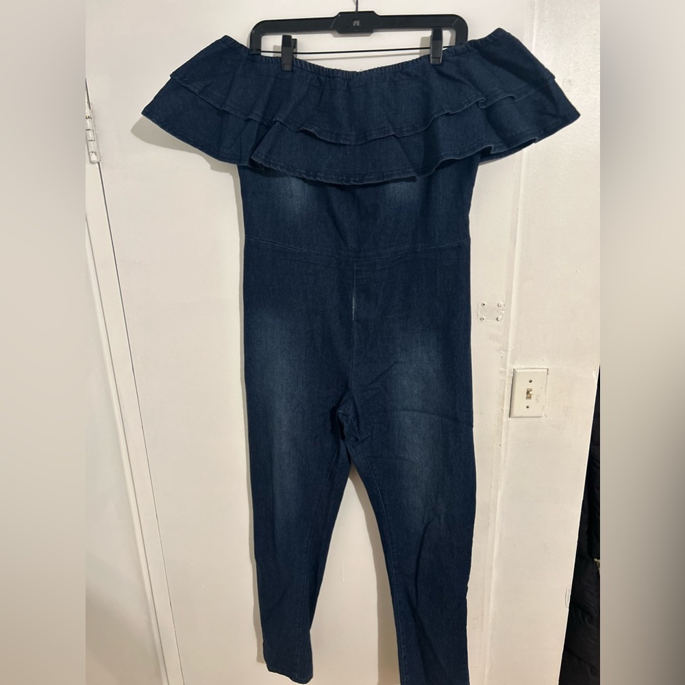 Off shoulder denim jumpsuit XL